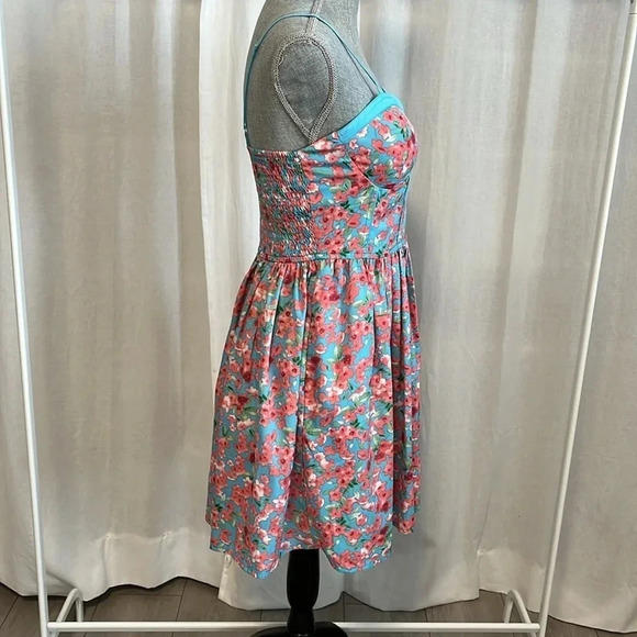 NWOT B.O.G Collective Floral Corset Dress Pink Turquoise, Size L - Picture 7 of 13